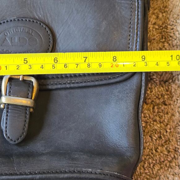 Vintage ALDO Leather Shoulder Bag Purse Black Y2K 90s Satchel Buckle Minimalist - Picture 8 of 10